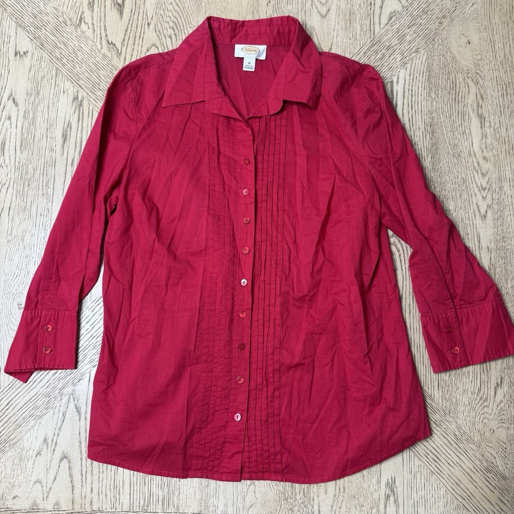 VTG‎ Talbots Medium Red Button Front Shirt Vintage